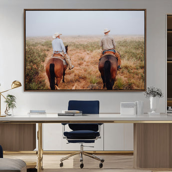 54943176-MGV-CV-36X24-Cowboy Wall Art Wall Art Canvas Print, Framed Western Canvas Art Picture Print, Rustic Ranch Scene Perfect Rustic Western Decor