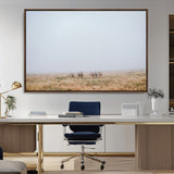 14761944-MGV-CV-36X24-Foggy Plains Wall Art Canvas Print, Framed Horseback Riders Art Picture Print, Rustic Western Perfect Rustic Western Decor Artwork