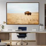 61392510-MGV-CV-36X24-Buffalo Wall Art Wall Art Canvas Print, Framed Western Wildlife Decor Art Picture Print, Rustic Farmhouse Art Perfect Rustic