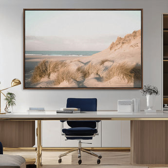 28064037-MGV-CV-36X24-Minimalist Seascape Wall Art Canvas Print, Framed Neutral Beach Print Art Picture Print, Sand Dune Photography Perfect