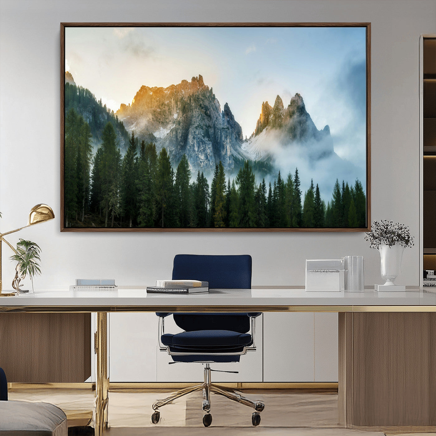 21145440-MGV-CV-36X24-Wilderness Wall Art Wall Art Canvas Print, Framed Nature Landscape Decor Art Picture Print, Misty Forest Photography Perfect