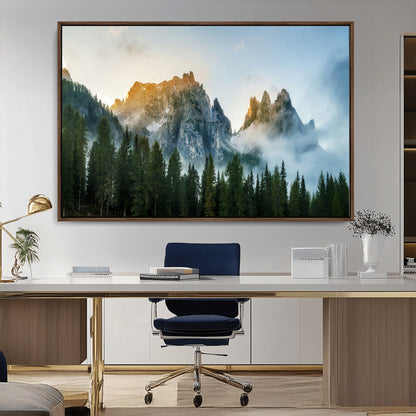 21145440-MGV-CV-36X24-Wilderness Wall Art Wall Art Canvas Print, Framed Nature Landscape Decor Art Picture Print, Misty Forest Photography Perfect