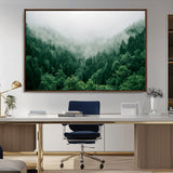 45265379-MGV-CV-36X24-Misty Forest Wall Art – Green Mountain Pine Tree Landscape Canvas Print, Nature Photography Artwork Home Decor for Bedroom, Living