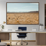 55918919-MGV-CV-36X24-Desert Landscape Wall Art – Golden Grass Plains and Mountain Horizon Canvas Print, Southwest Nature Photography Decor for Living