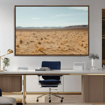 55918919-MGV-CV-36X24-Desert Landscape Wall Art – Golden Grass Plains and Mountain Horizon Canvas Print, Southwest Nature Photography Decor for Living