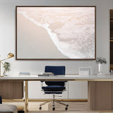 28414510-MGV-CV-36X24-Ocean Shoreline Wall Art – Minimal Coastal Beach Canvas Print, Soft Sea Foam and Sand Photography Artwork, Relaxing Nautical Decor