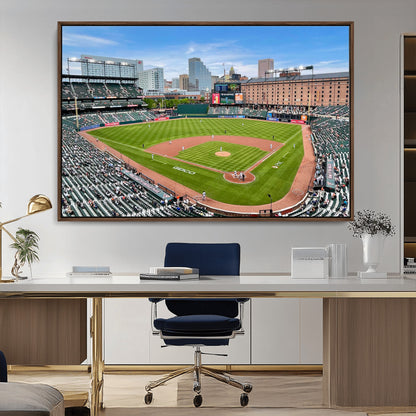76426407-MGV-CV-36X24-Baseball Stadium Daytime – Panoramic Ballpark Canvas Wall Art, Sports Decor for Office, Man Cave, Game Room, Sports Bar, Baseball