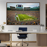 96617112-MGV-CV-36X24-Lambeau Field Wall Art – Green Bay Packers NFL Football Stadium Canvas Print – Game Day Crowd Sports Decor for Man Cave, Bar, or