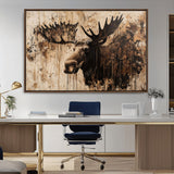 83505059-MGV-CV-36X24-Majestic Moose Wall Art – Rustic Animal Canvas Painting – Wilderness Wildlife Decor with Earthy Tones for Cabin, Lodge, Farmhouse,