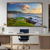 50107048-MGV-CV-36X24-Golf Course Wall Art – Coastal Ocean View Canvas Print, Scenic Fairway Landscape Decor for Office, Man Cave, Bedroom, or Living