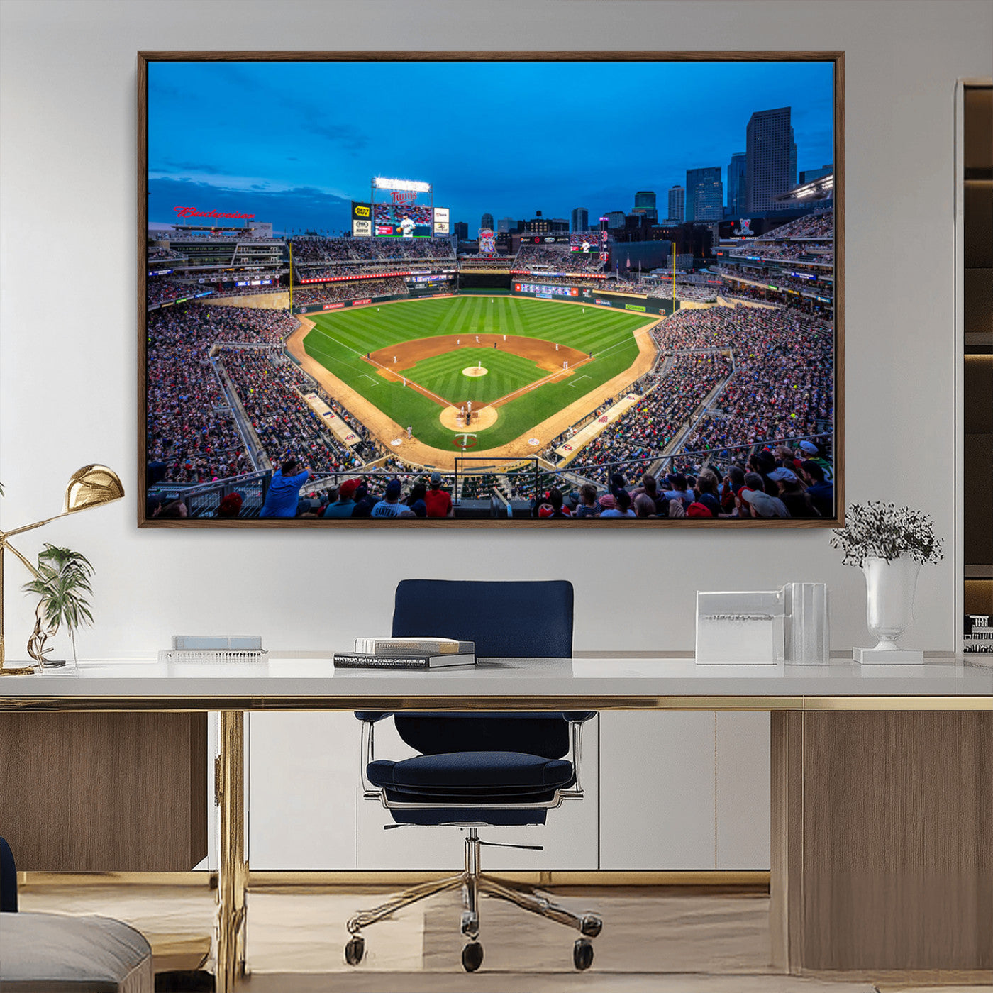 77273035-MGV-CV-36X24-Baseball Stadium Wall Art – Panoramic Evening Game Canvas Print, Sports Fan Decor for Man Cave, Office, Bar, or Living Room