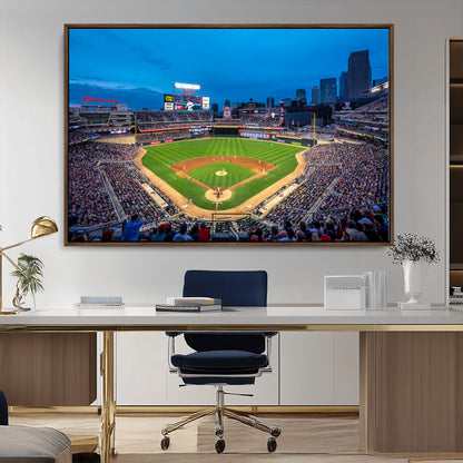 77273035-MGV-CV-36X24-Baseball Stadium Wall Art – Panoramic Evening Game Canvas Print, Sports Fan Decor for Man Cave, Office, Bar, or Living Room