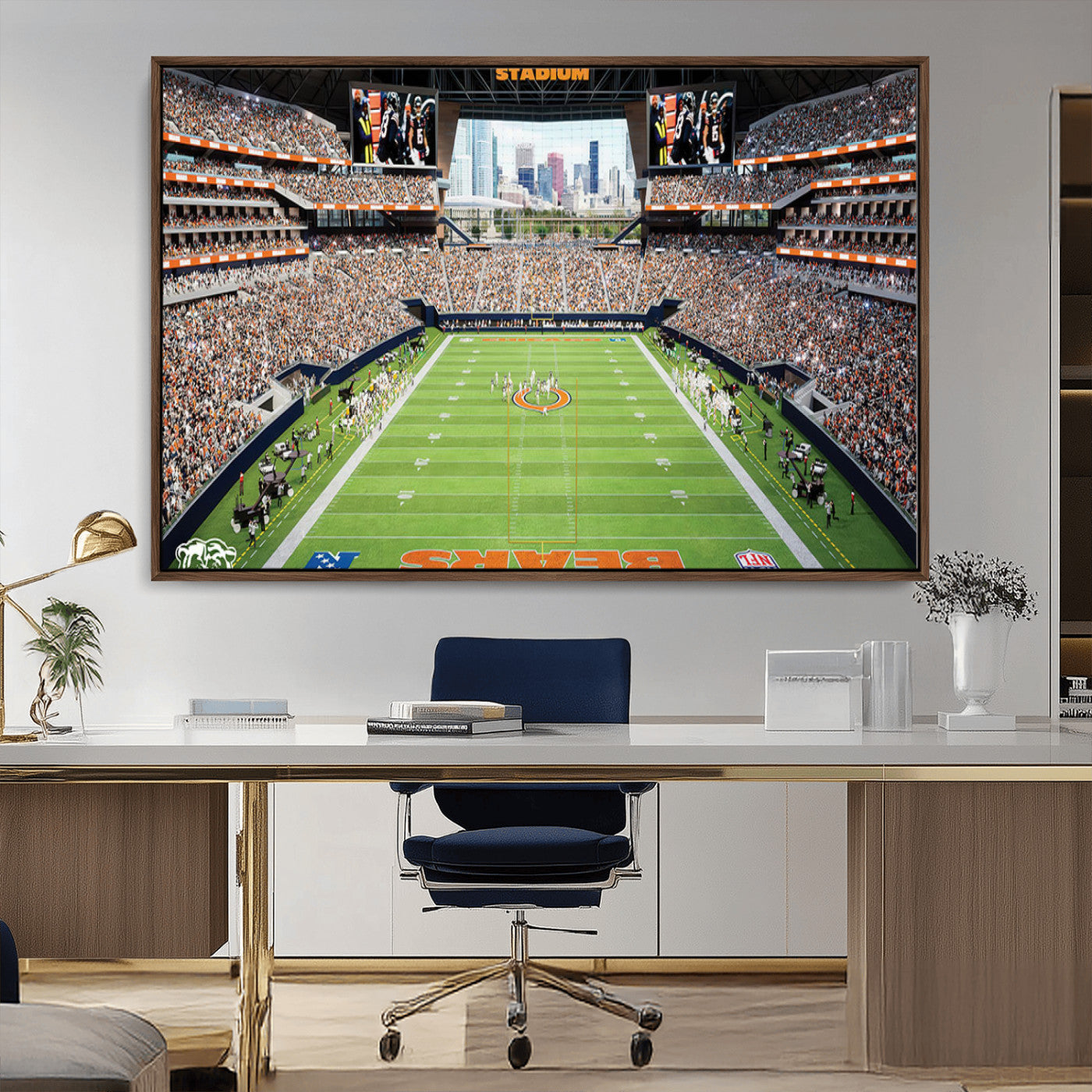 76935553-MGV-CV-36X24-Football Stadium Wall Art – Panoramic Game Day Canvas Print, Sports Decor for Man Cave, Office, Bar, or Living Room