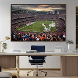 87578930-MGV-FC-36X24_Walnut-Soldier Field Wall Art – Chicago Bears Football Stadium Sunset Canvas Print, Game Day Sports Decor for Man Cave, Bar, Office, or