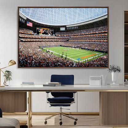 32530647-MGV-CV-36X24-Chicago Bears Stadium Wall Art – Futuristic Dome Arena Canvas Print, Modern Football Concept Design Decor for Man Cave, Bar, or