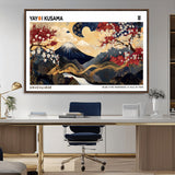 28945903-MGV-CV-36X24-Japanese Wall Art – Mount Fuji Canvas Print with Cherry Blossoms and Golden Wave Motifs, Traditional Asian Inspired Artwork for