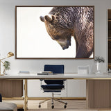 14405507-MGV-CV-36X24-Grizzly Bear Canvas Wall Art – Framed Wildlife Nature Decor, Large Brown Bear Profile Canvas Print for Living Room, Office, or