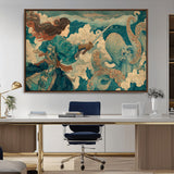 37943964-MGV-CV-36X24-Tsukioka Yoshitoshi Samurai Wall Art Print, Japanese Katana Warrior Canvas Wall Art, Octopus Sea Monster Canvas Print,