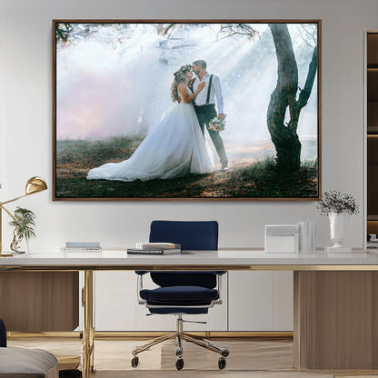 CSTM913-MGV-CV-36X24-Framed Wedding Canvas Print - Custom Wall Art Keepsake for Couples, Elegant Home Decoration Gift, Create Your Own Photo Canvas