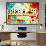 YKE34632598CR-MGV-CV-36X24-Abstract Last Supper with Apostles Wall Art Canvas Print