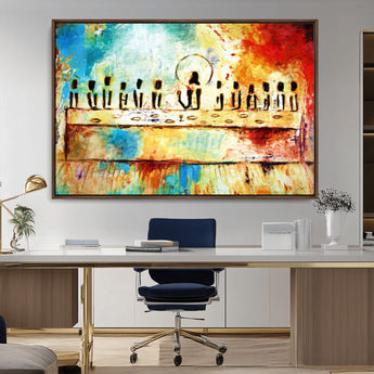 YKE34632598CR-MGV-CV-36X24-Abstract Last Supper with Apostles Wall Art Canvas Print