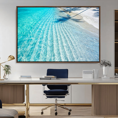 68127042-MGV-CV-36X24-Beach Wall Art – Tropical Ocean Canvas Print, Clear Water and White Sand Photography Decor for Bedroom, Living Room, Office,
