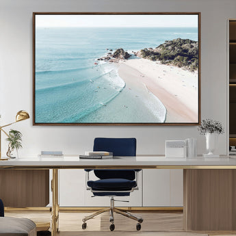 79395467-MGV-CV-36X24-Coastal Wall Art – Aerial Beach Canvas Print, Ocean Waves and Sandy Shore Photography Decor for Bedroom, Living Room, Office,