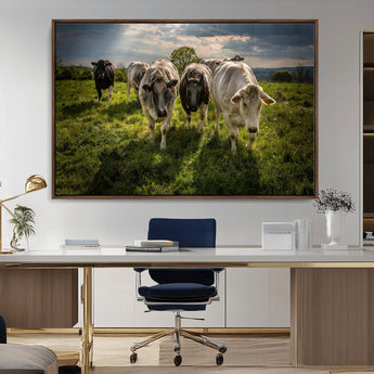 67277447-MGV-CV-36X24-Farmhouse Wall Art – Herd of Cows Canvas Print, Rustic Country Pasture Photography Decor for Bedroom, Living Room, Office, Ranch,
