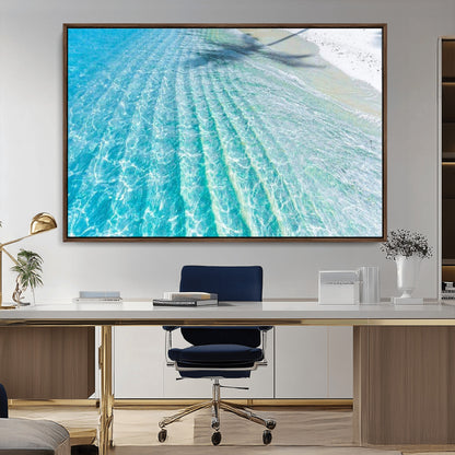 46233906-MGV-CV-36X24-Coastal Wall Art – Turquoise Ocean Waves and White Sand Canvas Print, Tropical Beach Photography Decor for Bedroom, Living Room,