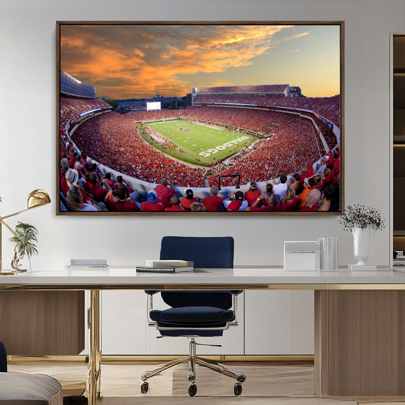 73680988-MGV-CV-36X24-Sanford Stadium Wall Art – Georgia Bulldogs Football Sunset Game Canvas Print, College Sports Decor for Man Cave, Bar, Office, or