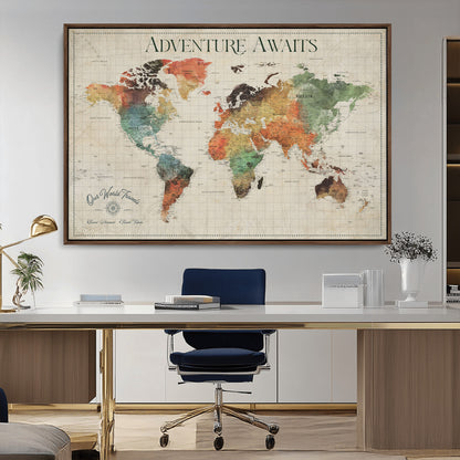 24737989-MGV-CV-36X24-Personalized World Map Wall Art – Colorful Vintage Adventure Travel Map with Custom Names, Unique Wall Decor for Couples,