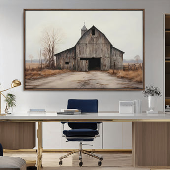 90499-MGV-CV-36X24-Old Barn Wall Art Canvas Print, Framed Rustic Barn Art Picture Print, Abandoned Farm Perfect Rustic Farmhouse Decor Artwork