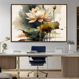 46359-MGV-CV-36X24-Lotus Blossom Wall Art Canvas Print, Framed Water Lily Art Picture Print, Zen Flower Perfect Zen Botanical Decor Artwork