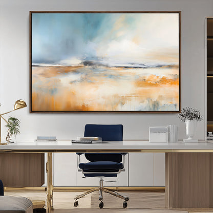 12135-MGV-CV-36X24-Soft Horizon Wall Art Canvas Print, Framed Golden Field Art Picture Print, Dreamy Horizon Perfect Minimalist Earthy Decor Artwork