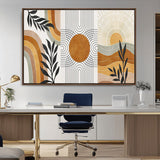 32359-MGV-CV-36X24-Modern Sun Wall Art Canvas Print, Framed Retro Horizon Art Picture Print, Sunburst Design Perfect Mid Century Boho Decor Artwork