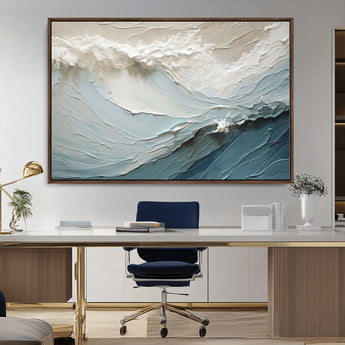 53646-MGV-FC-36X24_Walnut-Ocean Wave Wall Art Canvas Print, Framed Textured Seascape Art Picture Print, Modern Ocean Perfect Minimal Coastal 2/2 Decor