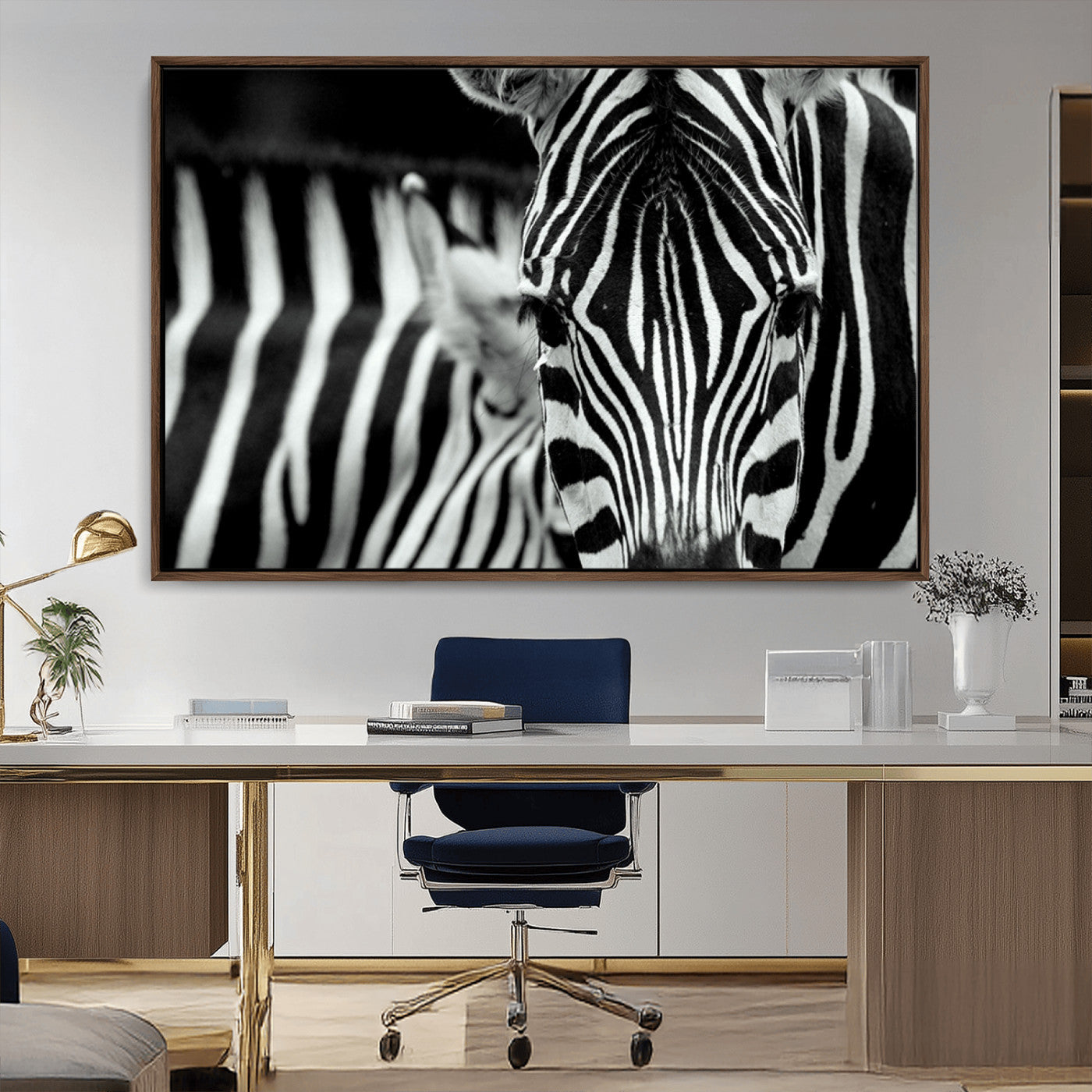 43631-MGV-CV-36X24-Black and White Zebra Wall Art – Modern Animal Print Canvas Artwork for Living Room, Bedroom, or Office Decor