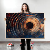 10017879-MGV-CV-36X24-Wood Tree Ring Wall Art Canvas Print, Framed Natural Wood Art Picture Print, Rustic Tree Slice Perfect Rustic Decor Artwork