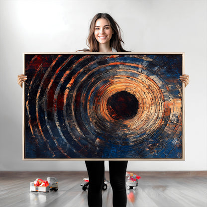 10017879-MGV-CV-36X24-Wood Tree Ring Wall Art Canvas Print, Framed Natural Wood Art Picture Print, Rustic Tree Slice Perfect Rustic Decor Artwork