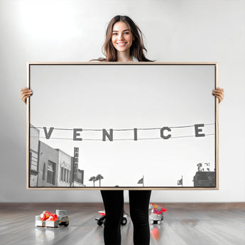 68254589-MGV-CV-36X24-Venice Sign Wall Art Canvas Print, Framed Venice Letters Art Picture Print, Los Angeles Perfect Minimalist Urban Decor Artwork
