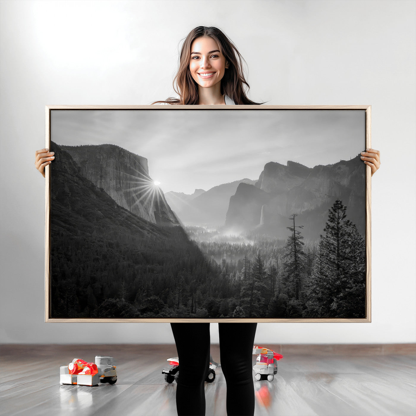 39278955-MGV-CV-36X24-Yosemite Valley Wall Art Canvas Print, Framed El Capitan Art Picture Print, Misty Mountain Perfect Modern Rustic Decor Artwork
