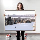 79857868-MGV-CV-36X24-Snowy Mountain Wall Art Canvas Print, Framed Ski Slope Art Picture Print, Winter Forest Perfect Modern Rustic Decor Artwork