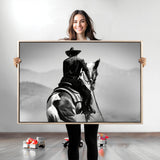 83102464-MGV-CV-36X24-Western Cowboy Wall Art Canvas Print, Framed Monochrome Horse Art Picture Print, Western Equestrian Perfect Rustic Western Decor