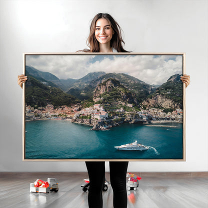 20321590-MGV-CV-36X24-Amalfi Coast Wall Art Canvas Print, Framed Italy Travel Art Picture Print, Mediterranean Landscape Perfect Mediterranean Coastal