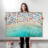 76172085-MGV-CV-36X24-Tropical Shoreline Wall Art Canvas Print, Framed Beach Relaxing Art Picture Print, Aerial Summer Perfect Coastal Vibrant Decor