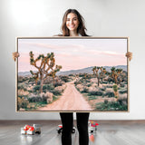 12540952-MGV-CV-36X24-Joshua Tree Park Wall Art Canvas Print, Framed Desert Road Art Picture Print, Sunset Drive Perfect Southwestern Boho Decor Artwork