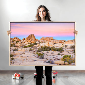 96167137-MGV-CV-36X24-Vibrant Sunset Sky Wall Art Canvas Print, Framed Joshua Tree Art Picture Print, Rugged Terrain Perfect Southwestern Boho Decor