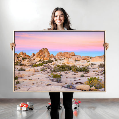 96167137-MGV-CV-36X24-Vibrant Sunset Sky Wall Art Canvas Print, Framed Joshua Tree Art Picture Print, Rugged Terrain Perfect Southwestern Boho Decor