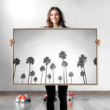 62298277-MGV-CV-36X24-Monochrome Palms Wall Art Canvas Print, Framed Minimalist Trees Art Picture Print, Silhouetted Palms Perfect Tropical Minimalist
