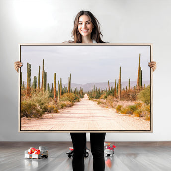 30742780-MGV-CV-36X24-Desert Cactus Wall Art Canvas Print, Framed Southwestern Art Picture Print, Bohemian Western Perfect Southwestern Boho Decor